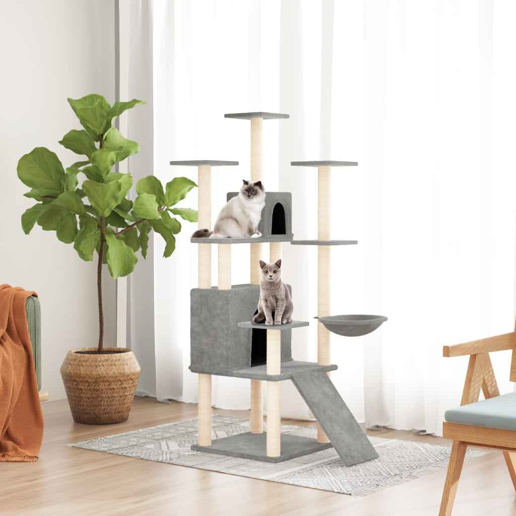 vidaXL Árvore para gatos c/ postes arranhadores sisal 154 cm cor creme