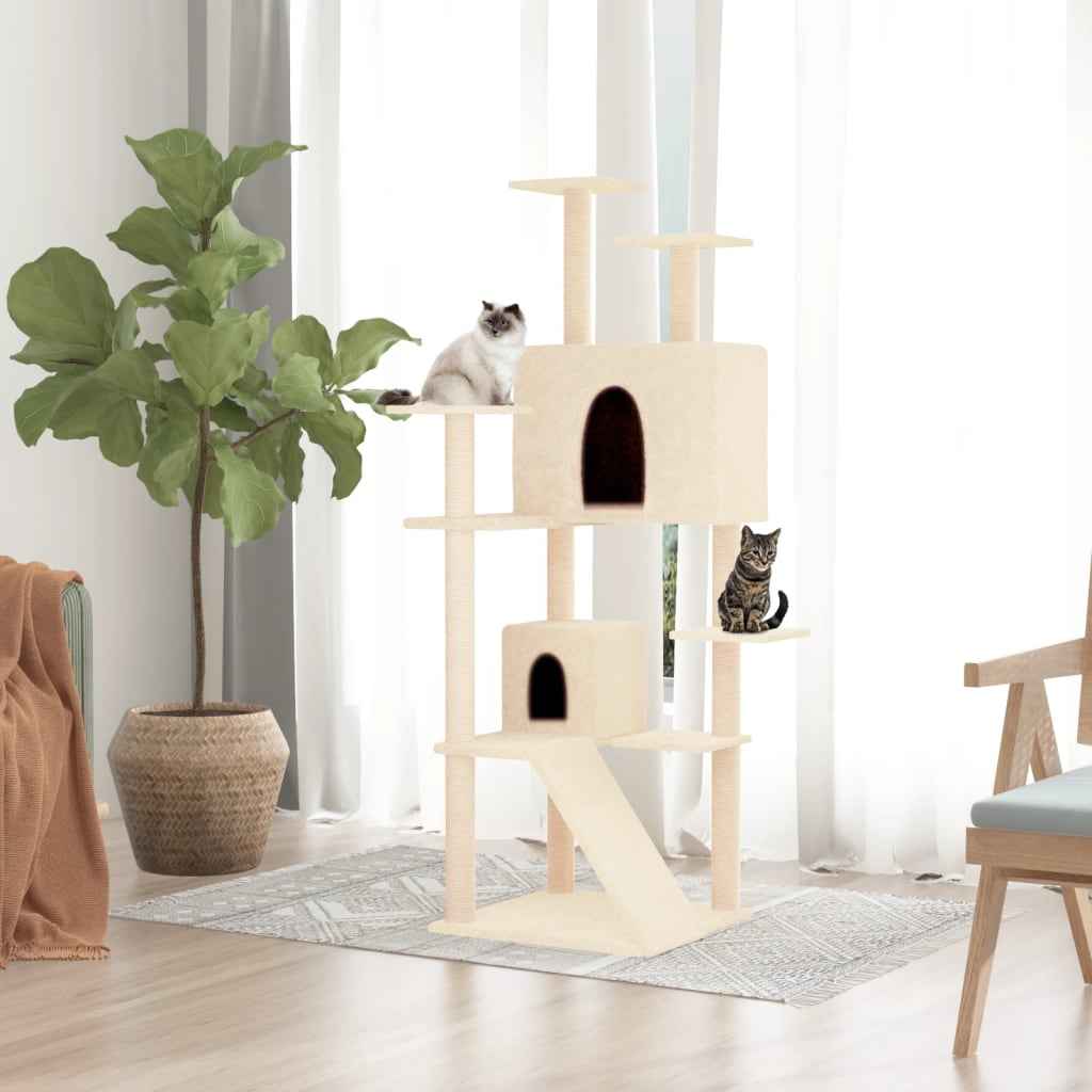 vidaXL Árvore para gatos c/ postes arranhadores sisal 153 cm cor creme