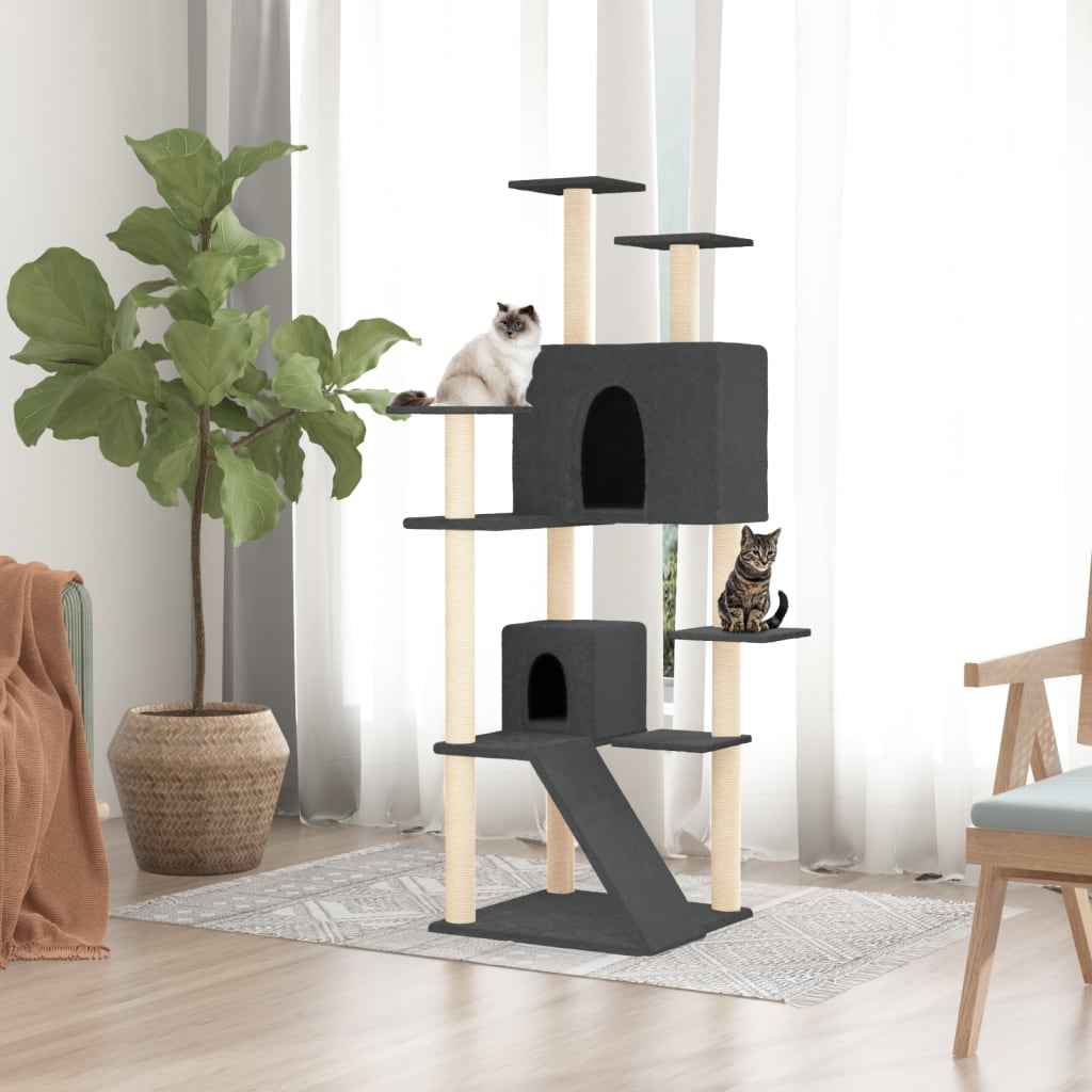 vidaXL Árvore para gatos c/ postes arranhadores sisal 153 cm cor creme