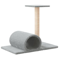 vidaXL Poste arranhador para gatos com túnel 60x34,5x50 cinza-claro