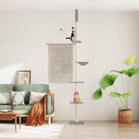 vidaXL Árvore gatos altura ajust. chão-teto 263,5-289,5cm cinza-escuro