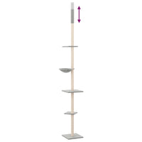 vidaXL Árvore gatos altura ajust. chão-teto 263,5-289,5 cm cinza-claro