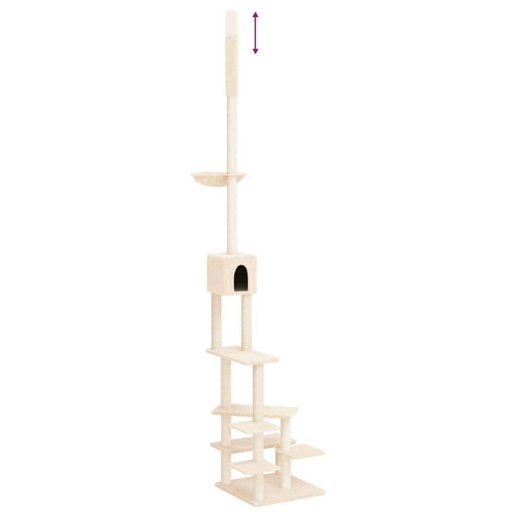 vidaXL Árvore p/ gatos altura ajustável chão-teto 268,5-294,5 cm creme