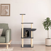 vidaXL Árvore p/ gatos c/ postes arranhadores sisal 132 cm cor creme