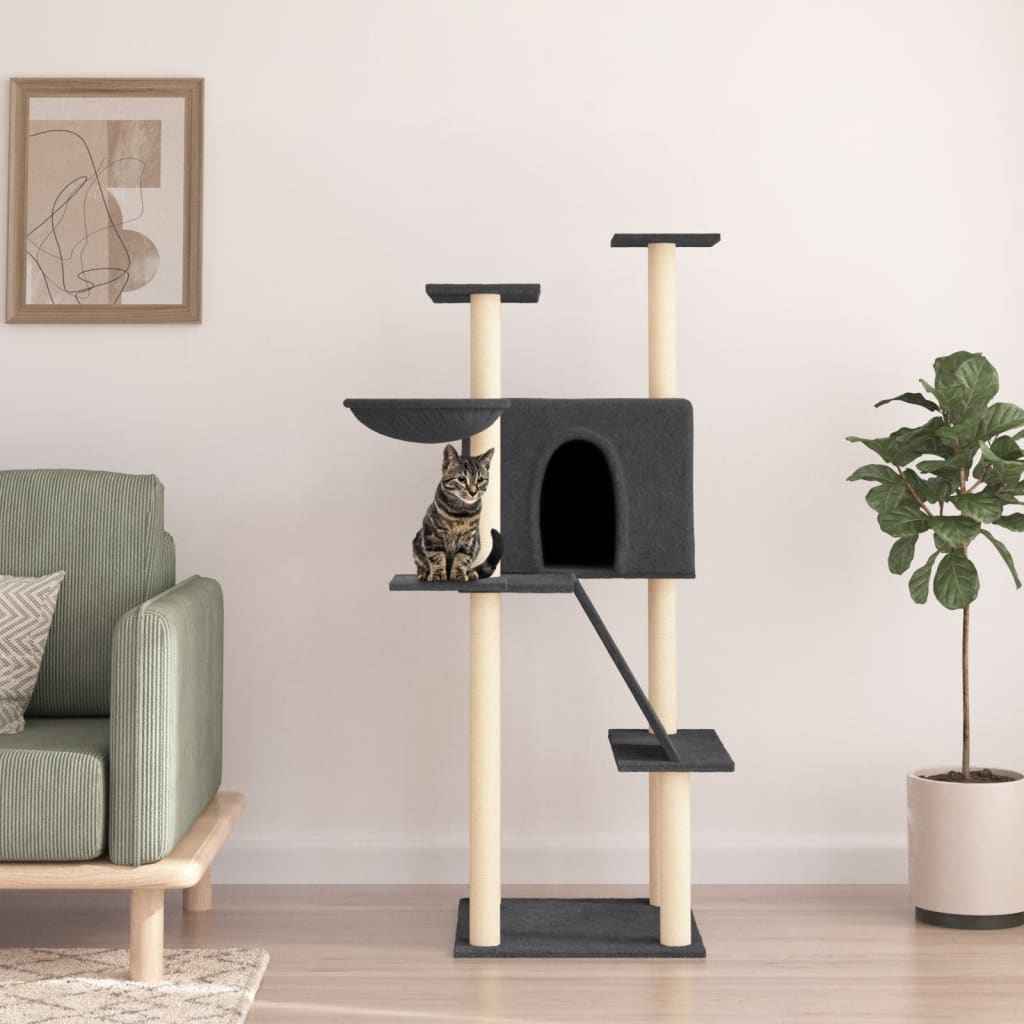 vidaXL Árvore para gatos c/ postes arranhadores sisal 143 cm cor creme