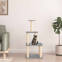 vidaXL Árvore p/ gatos c/ postes arranhadores sisal 111 cm cor creme