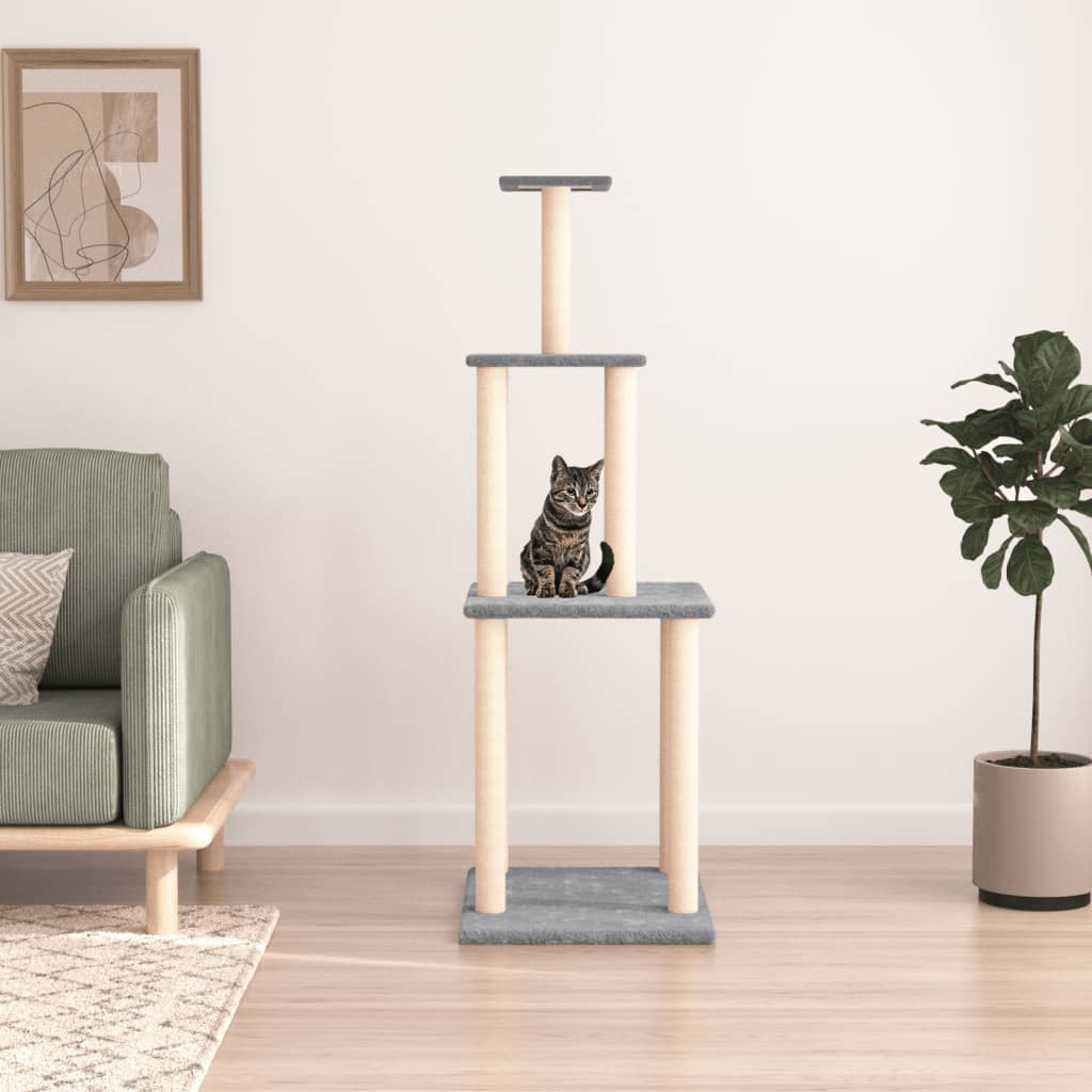 vidaXL Árvore para gatos c/ postes arranhadores sisal 149 cm cor creme