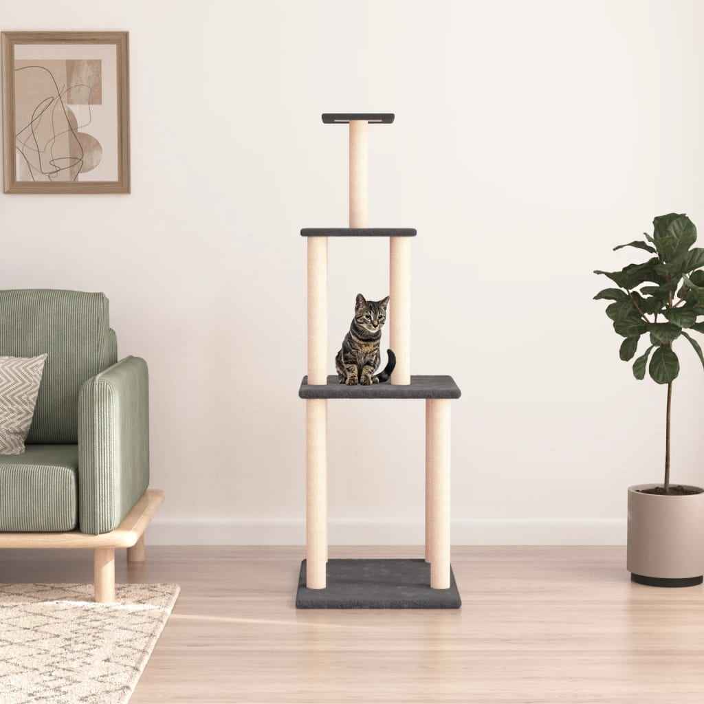 vidaXL Árvore para gatos c/ postes arranhadores sisal 149 cm cor creme