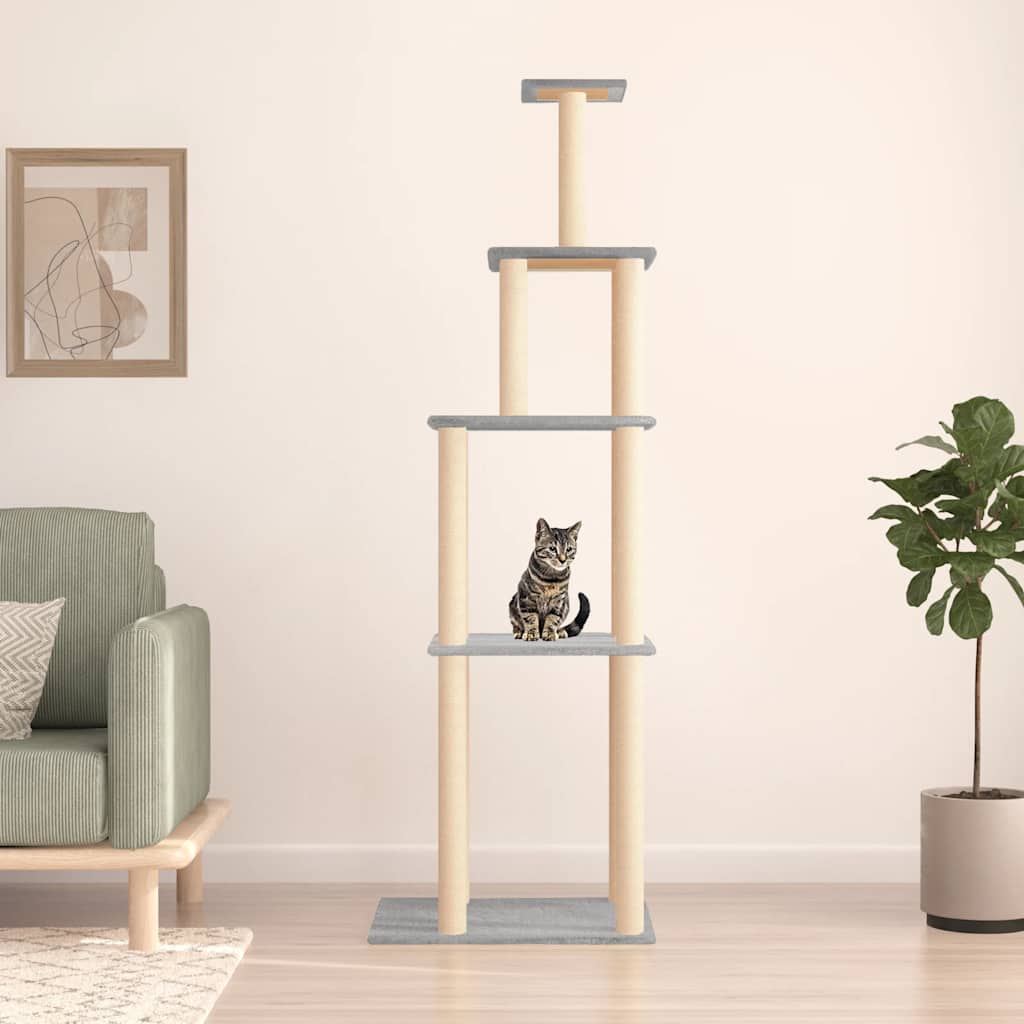 vidaXL Árvore para gatos c/ postes arranhadores sisal 183 cm cor creme
