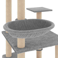 vidaXL Árvore p/ gatos c/ postes arranhadores sisal 141 cm cinza-claro