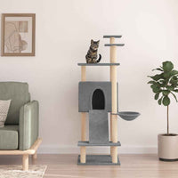 vidaXL Árvore para gatos c/ postes arranhadores sisal 153 cm cor creme