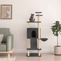 vidaXL Árvore para gatos c/ postes arranhadores sisal 153 cm cor creme