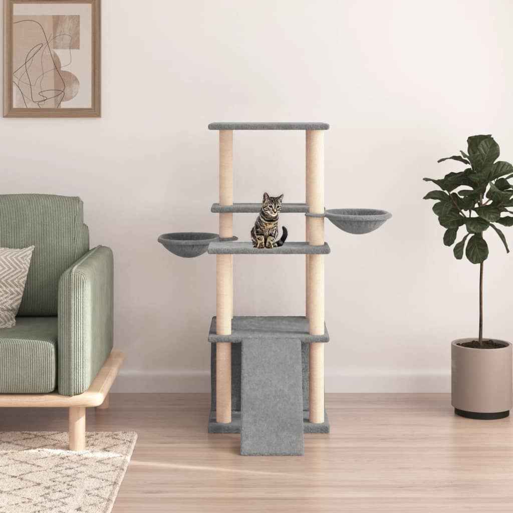 vidaXL Árvore para gatos c/ postes arranhadores sisal 133 cm cor creme