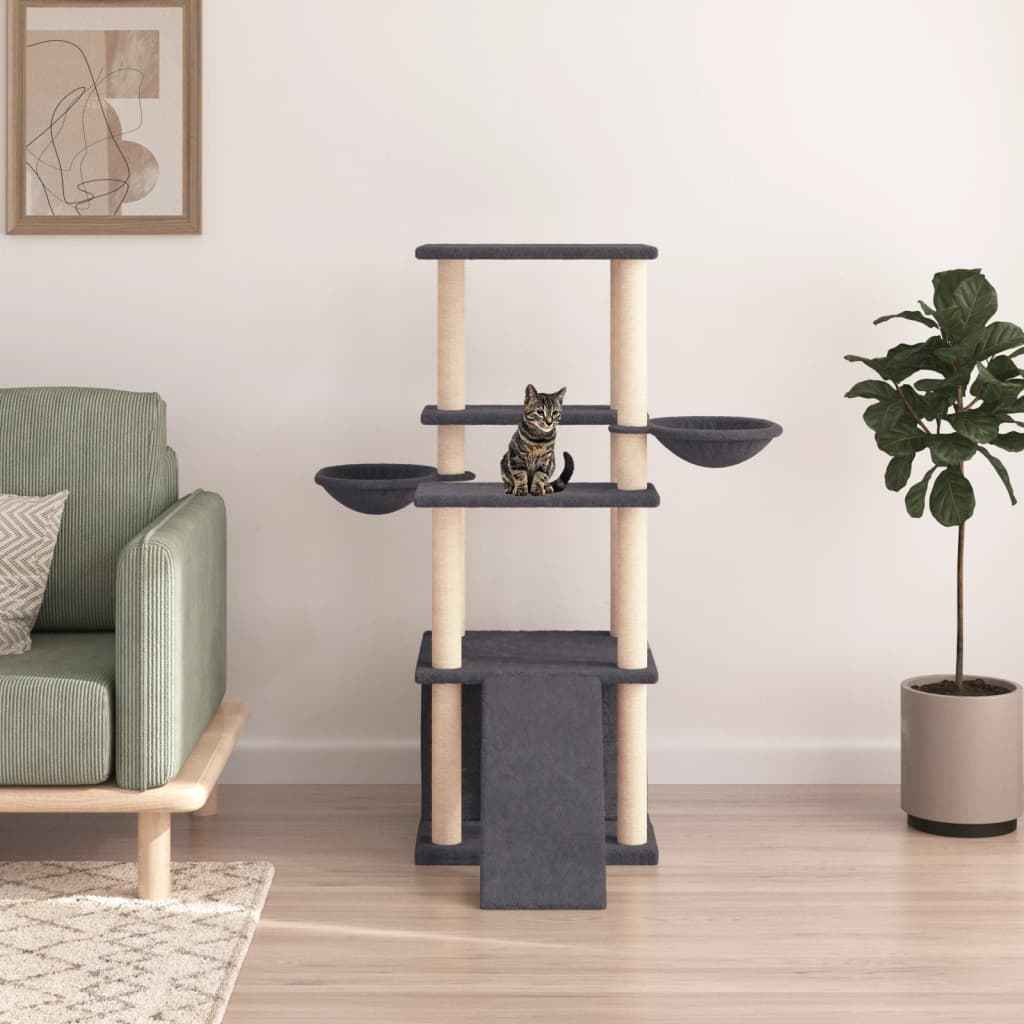 vidaXL Árvore para gatos c/ postes arranhadores sisal 133 cm cor creme