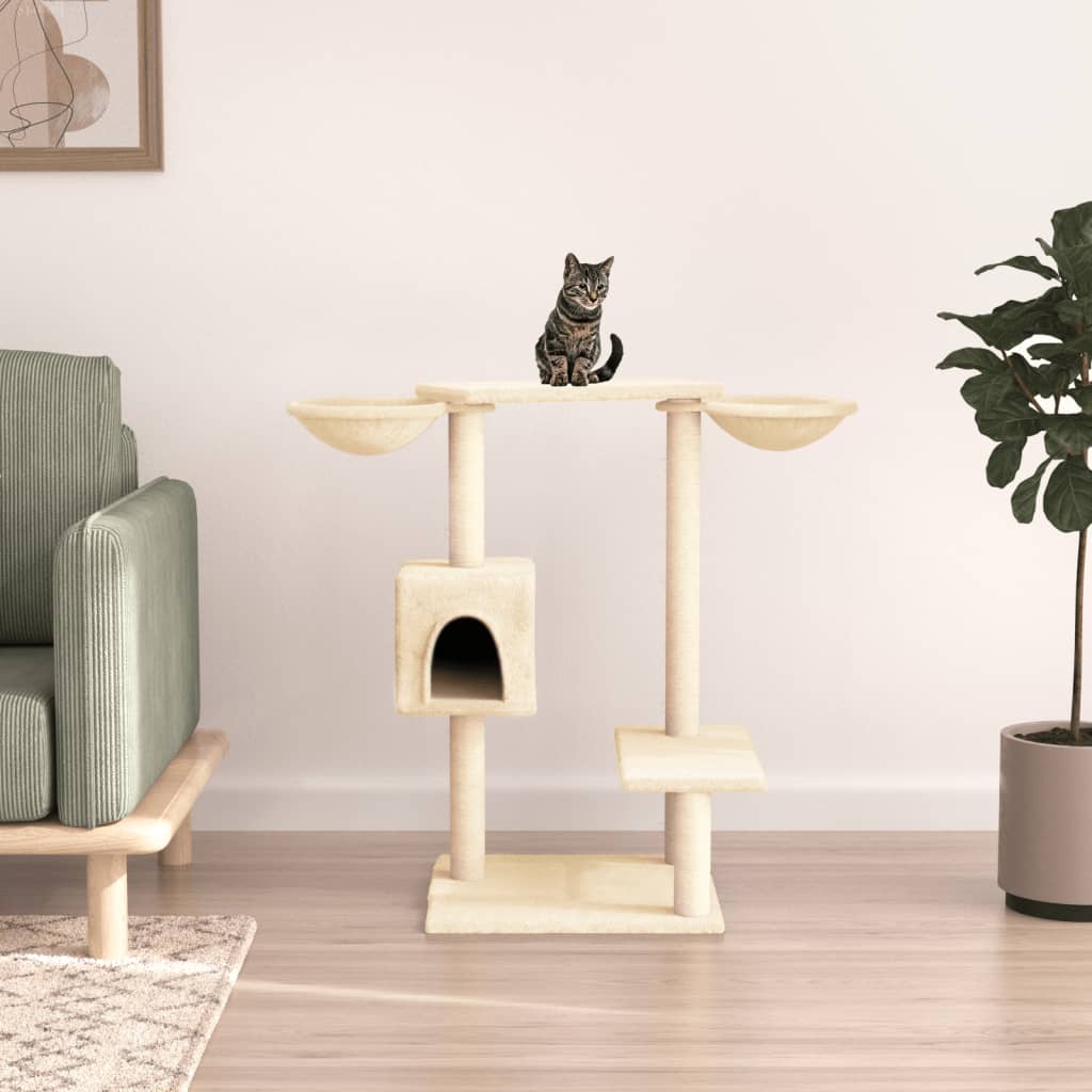 vidaXL Árvore para gatos c/ postes arranhadores 82 cm cor creme