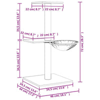vidaXL Árvore p/ gatos c/ postes arranhadores sisal 72 cm cinza-escuro