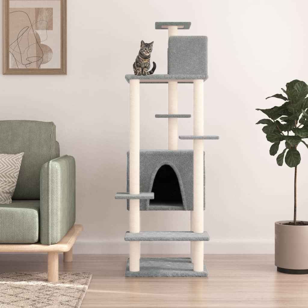 vidaXL Árvore para gatos c/ postes arranhadores sisal 154 cm cor creme