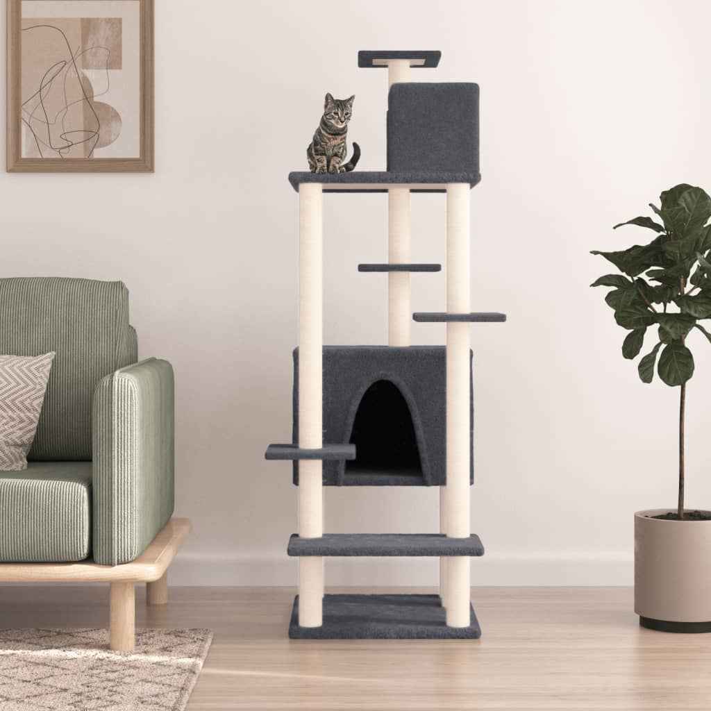 vidaXL Árvore para gatos c/ postes arranhadores sisal 154 cm cor creme