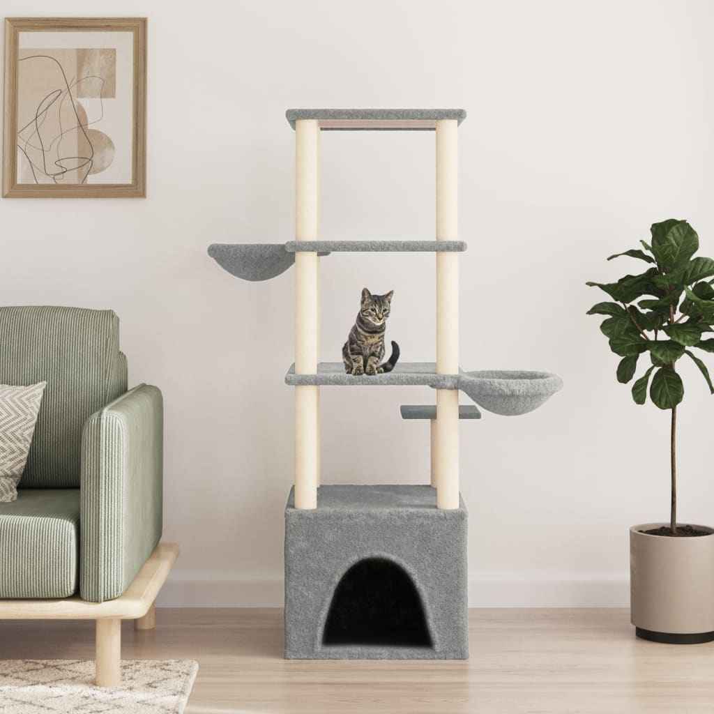 vidaXL Árvore para gatos c/ postes arranhadores sisal 147 cm cor creme