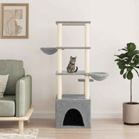 vidaXL Árvore para gatos c/ postes arranhadores sisal 147 cm cor creme