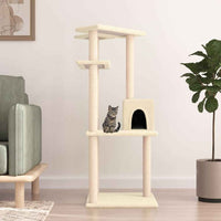 vidaXL Árvore para gatos c/ postes arranhadores sisal 123 cm cor creme