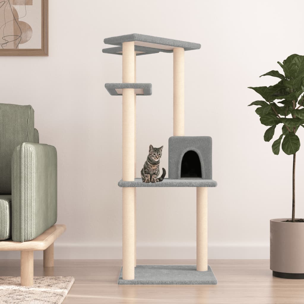 vidaXL Árvore para gatos c/ postes arranhadores sisal 123 cm cor creme