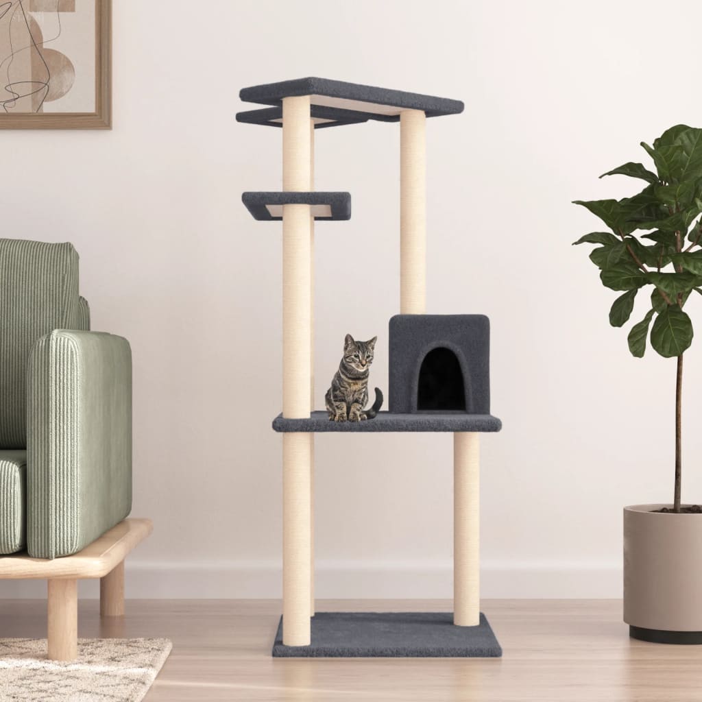 vidaXL Árvore para gatos c/ postes arranhadores sisal 123 cm cor creme