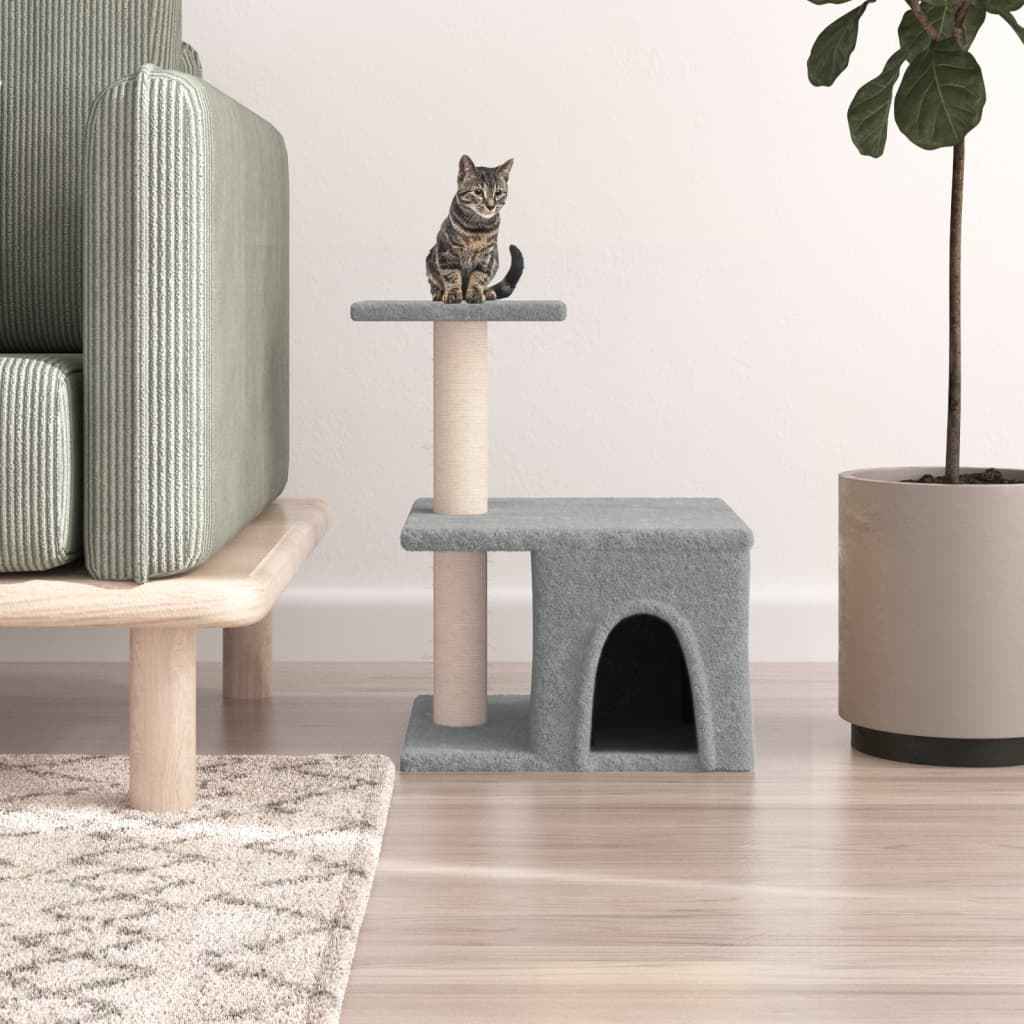 vidaXL Árvore p/ gatos c/ postes arranhadores sisal 48 cm cinza-escuro