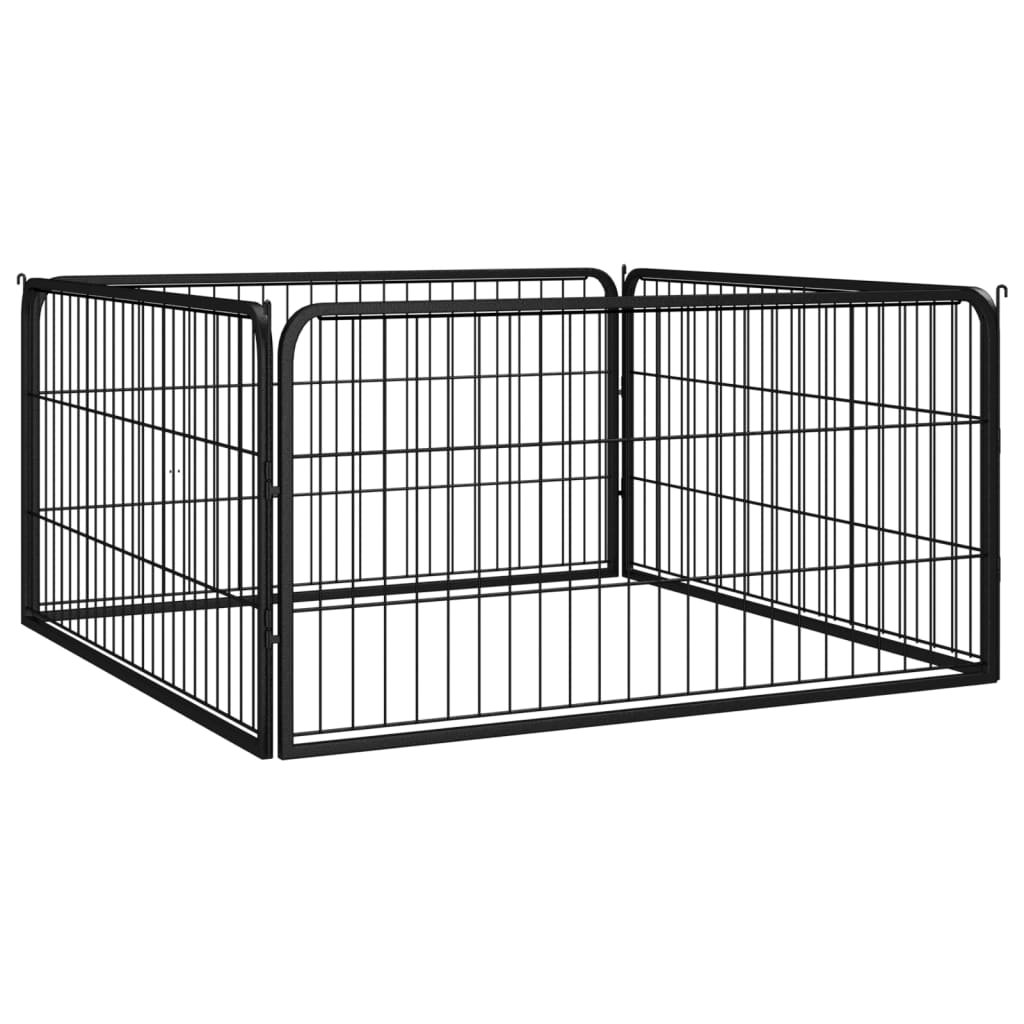 vidaXL Canil com 4 painéis 100x50 cm aço revestido a pó preto