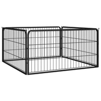 vidaXL Canil com 4 painéis 100x50 cm aço revestido a pó preto