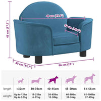 vidaXL Cama para cães 66x40x45 cm veludo azul