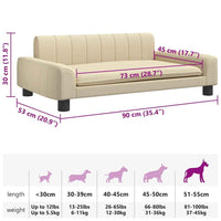 vidaXL Cama para cães 90x53x30 cm couro artificial cor creme