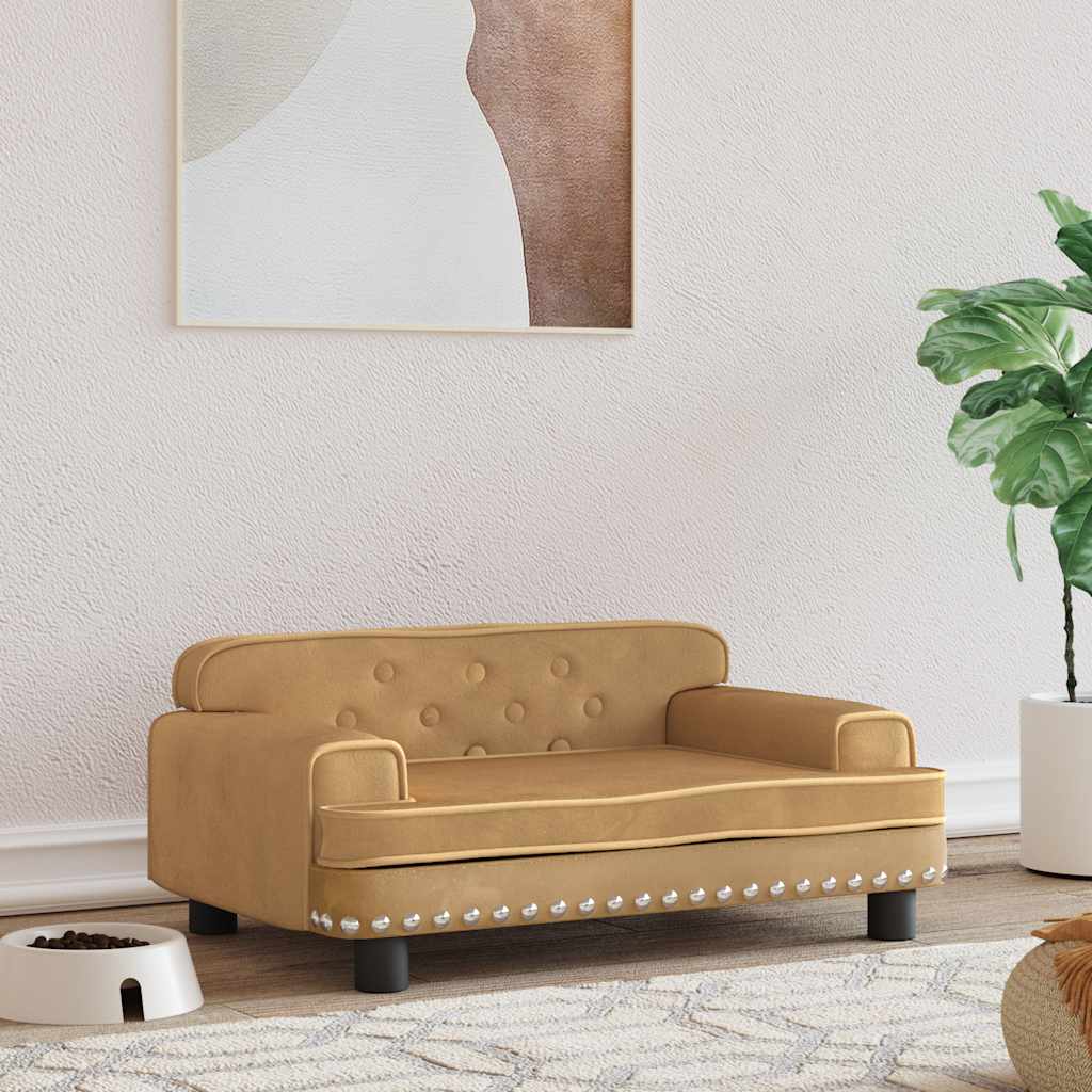 vidaXL Cama para cães 90x53x30 cm veludo castanho