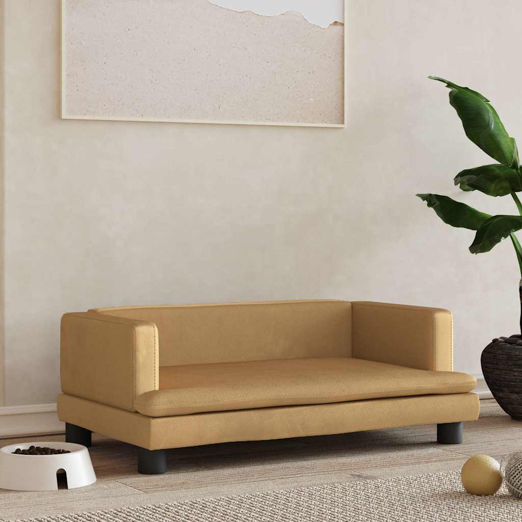 vidaXL Cama para cães 80x45x30 cm couro artificial cinzento