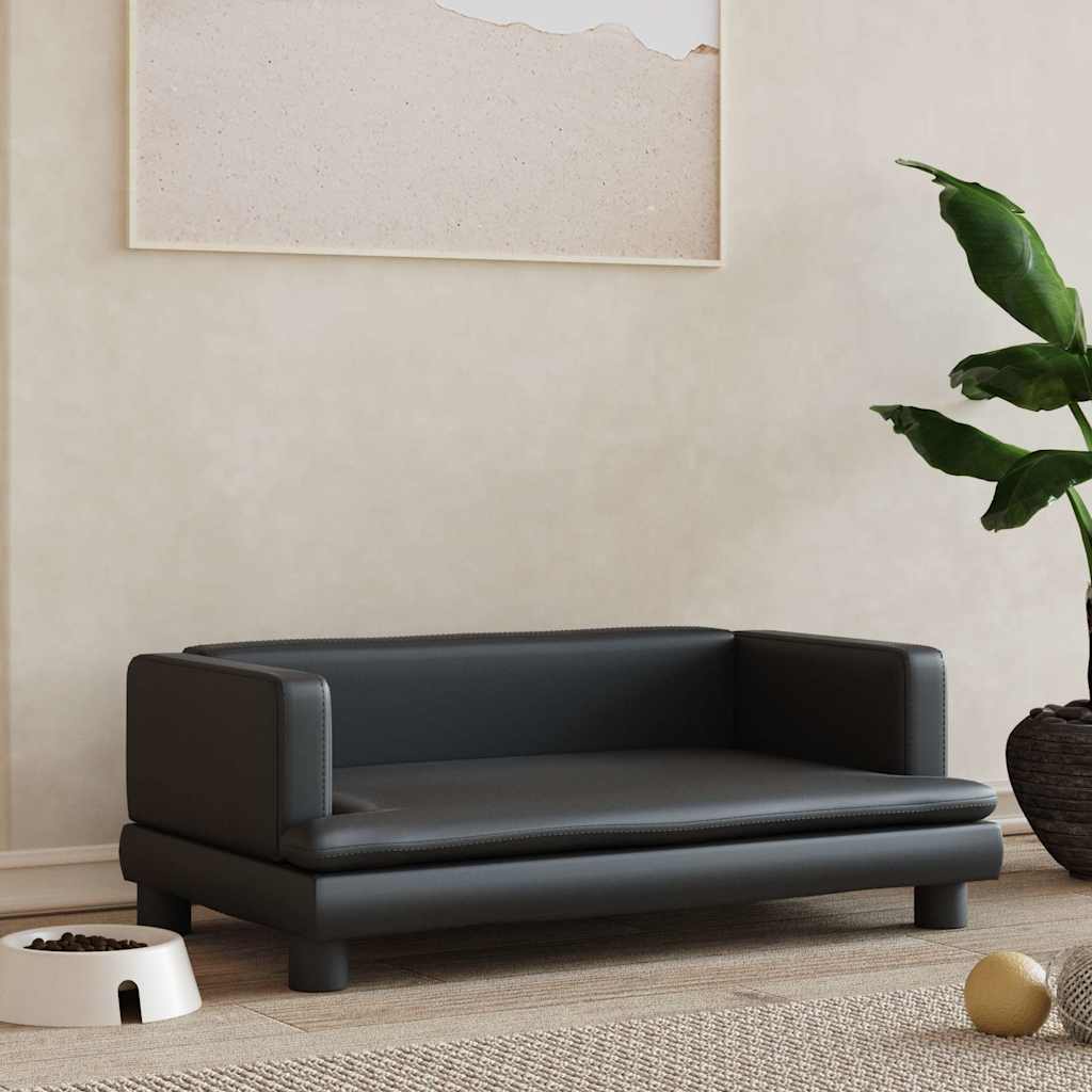 vidaXL Cama para cães 80x45x30 cm couro artificial cinzento