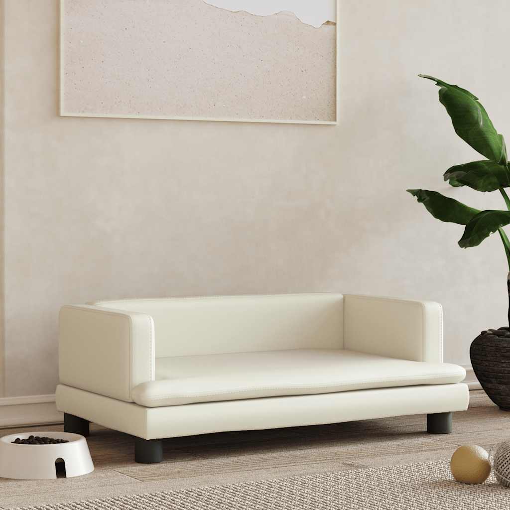 vidaXL Cama para cães 80x45x30 cm couro artificial cinzento