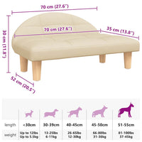 vidaXL Cama para cães 70x52x30 cm tecido cor creme