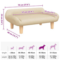 vidaXL Cama para cães 70x40x24 cm tecido cor creme