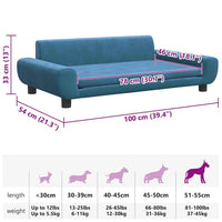 vidaXL Cama para cães 100x54x33 cm veludo azul
