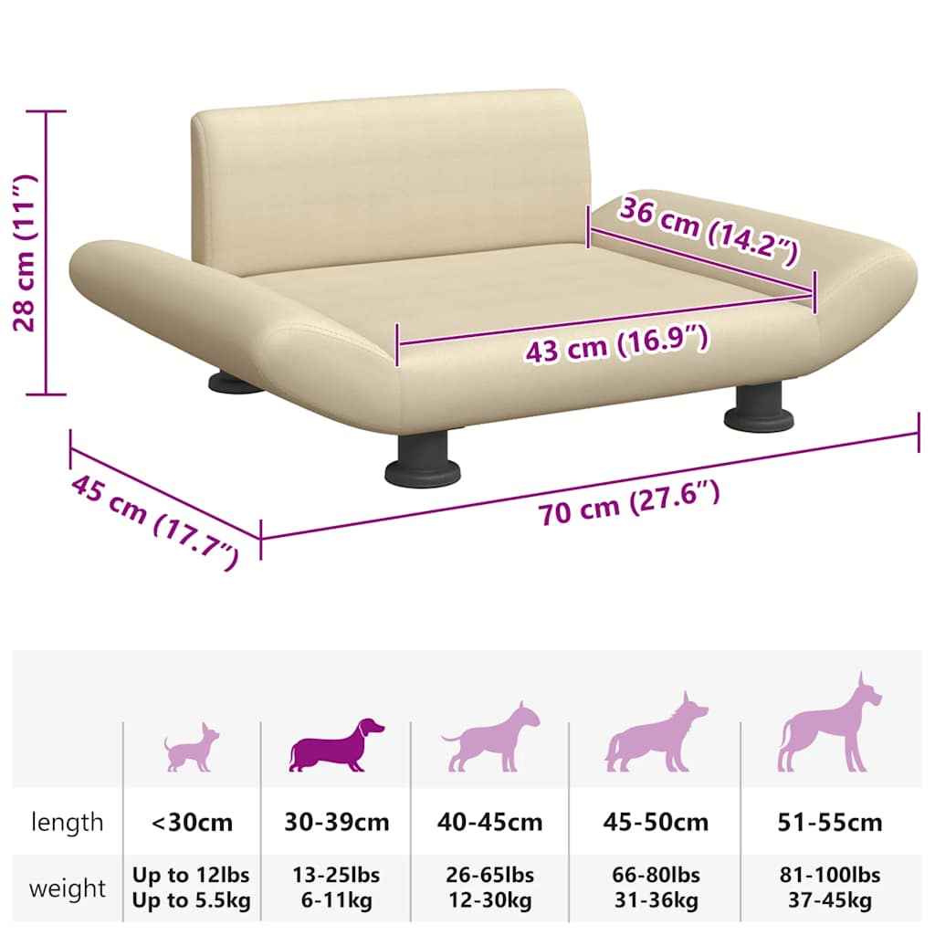 vidaXL Cama para cães 70x45x28 cm tecido cinzento-escuro