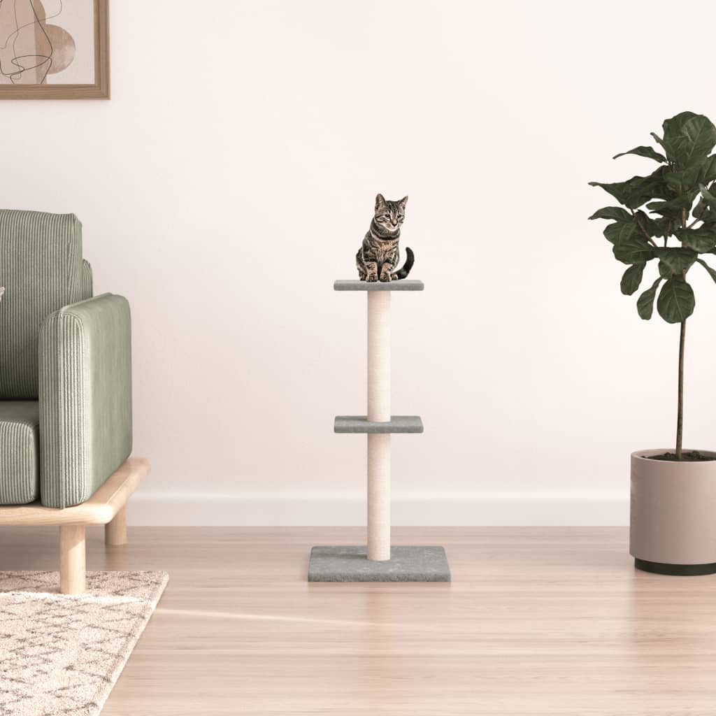 vidaXL Árvore p/ gatos c/ postes arranhadores sisal 73 cm cinza-claro