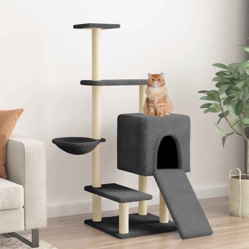 vidaXL Árvore para gatos c/ postes arranhadores sisal 130,5 cm creme