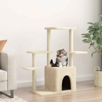 vidaXL Árvore para gatos c/ postes arranhadores sisal 97,5 cm creme