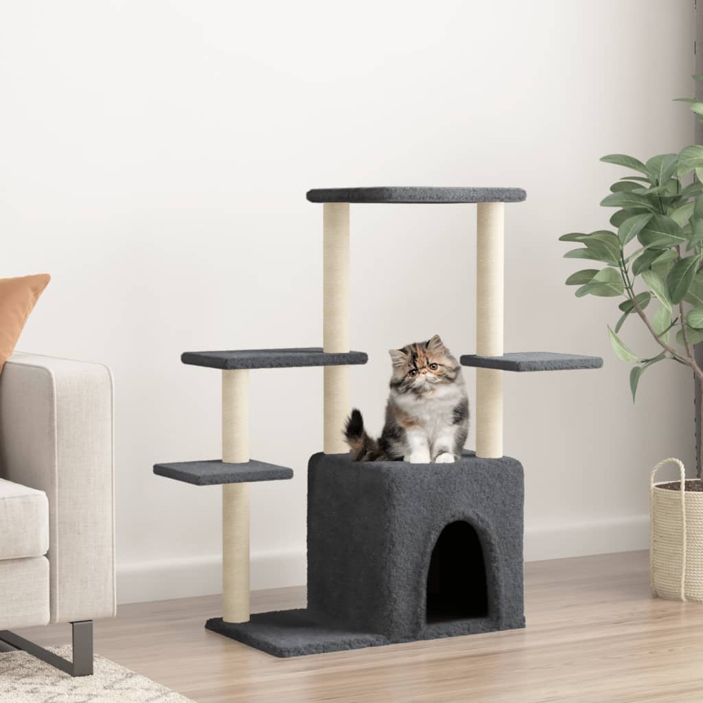 vidaXL Árvore para gatos c/ postes arranhadores sisal 97,5 cm creme