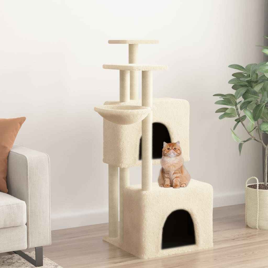 vidaXL Árvore para gatos c/ postes arranhadores sisal 122 cm cor creme