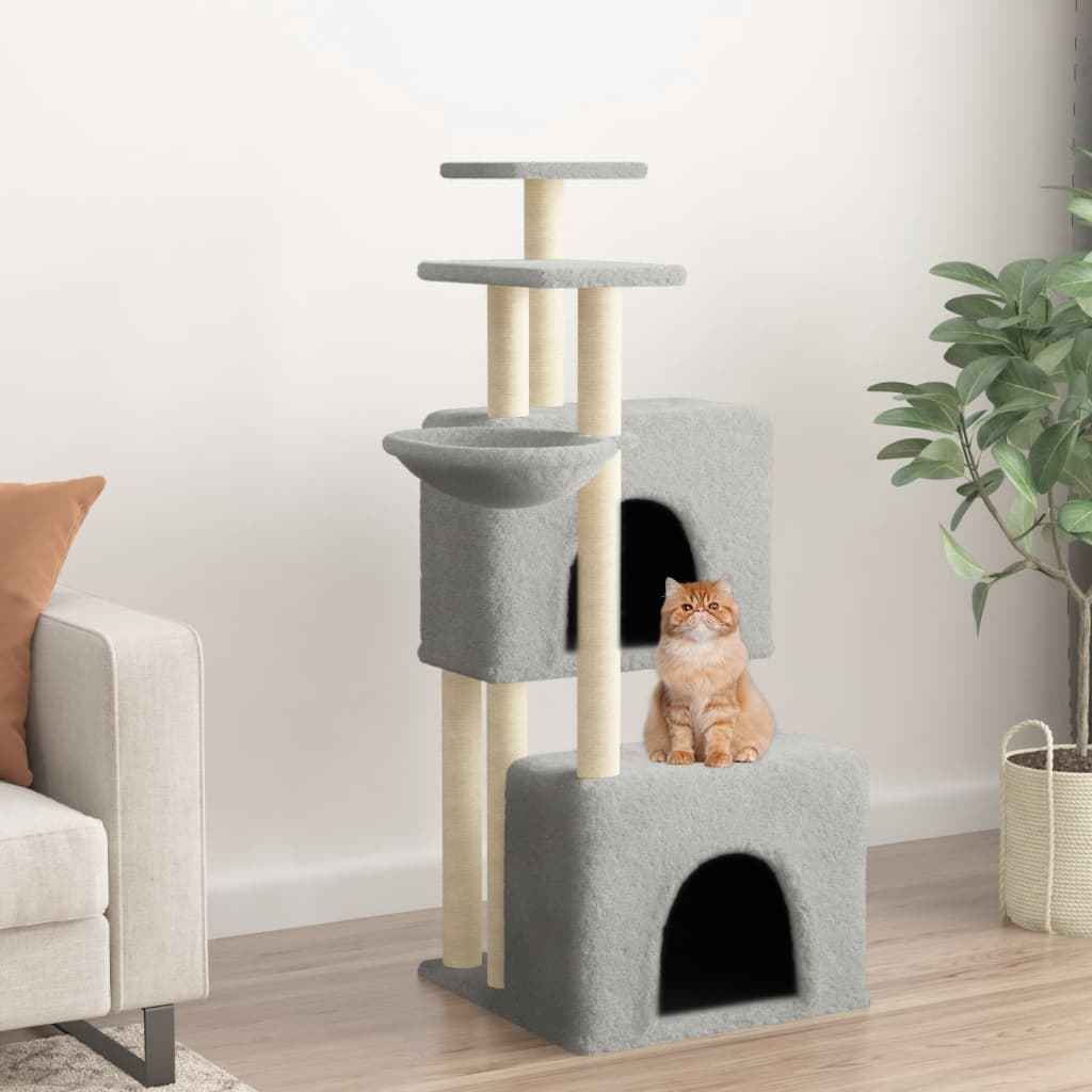 vidaXL Árvore para gatos c/ postes arranhadores sisal 122 cm cor creme