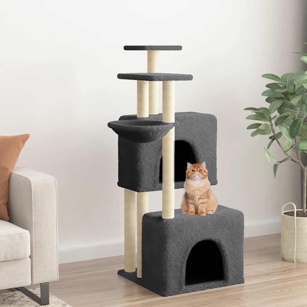 vidaXL Árvore para gatos c/ postes arranhadores sisal 122 cm cor creme