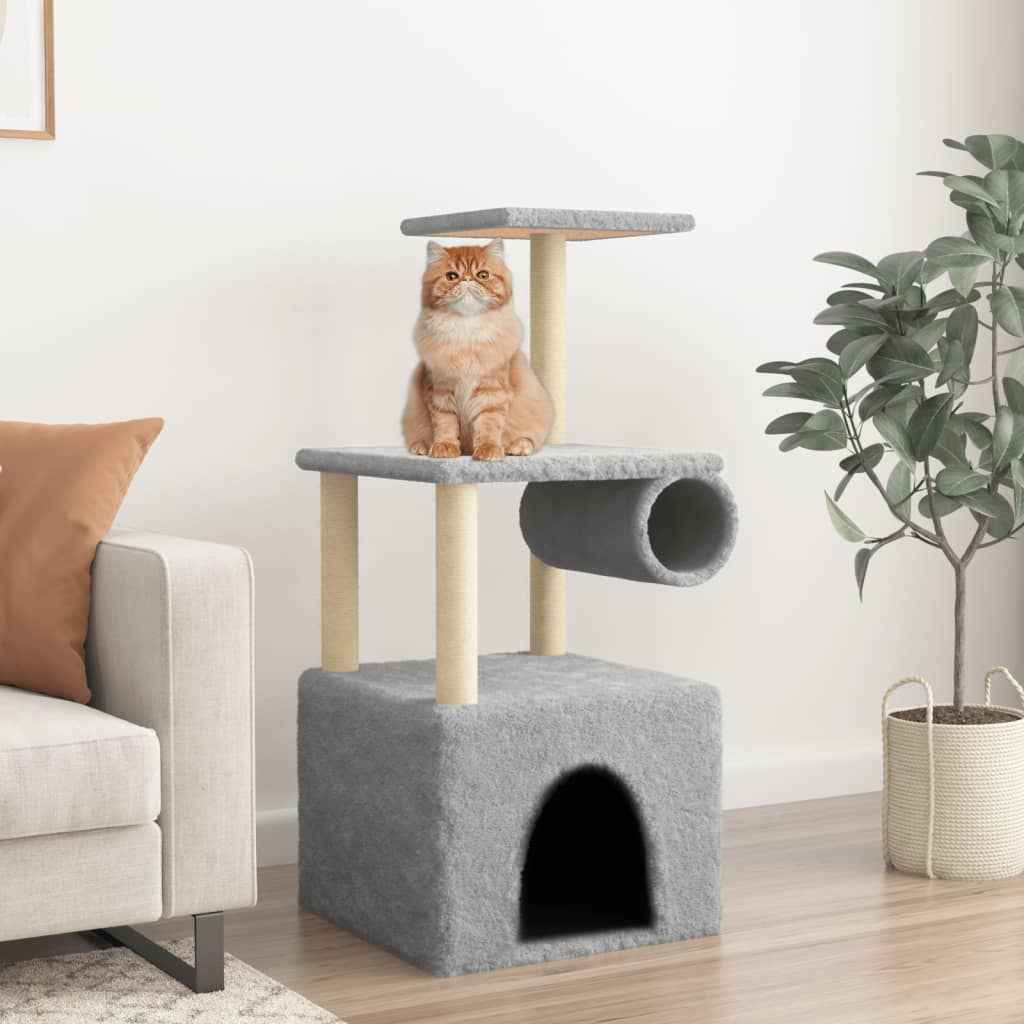 vidaXL Árvore para gatos c/ postes arranhadores sisal 109,5 cm creme