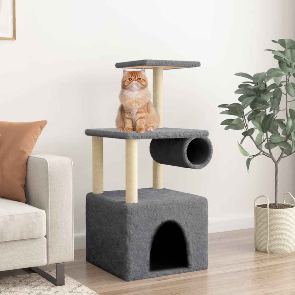 vidaXL Árvore para gatos c/ postes arranhadores sisal 109,5 cm creme