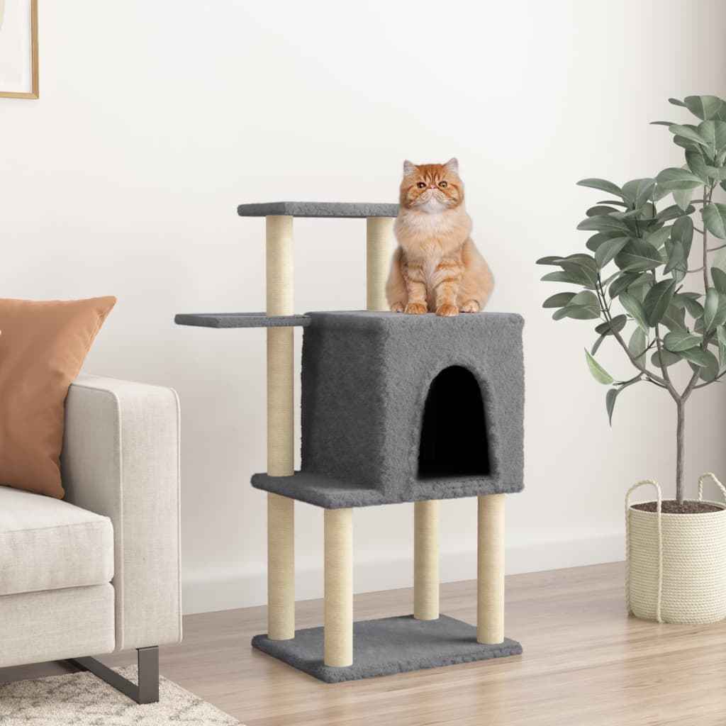 vidaXL Árvore p/ gatos c/ postes arranhadores sisal 97 cm cor creme